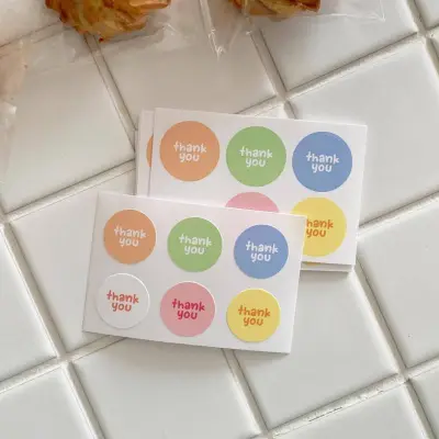 Fashion Candy Color Round Thank You Stickers for Sealing Packaging