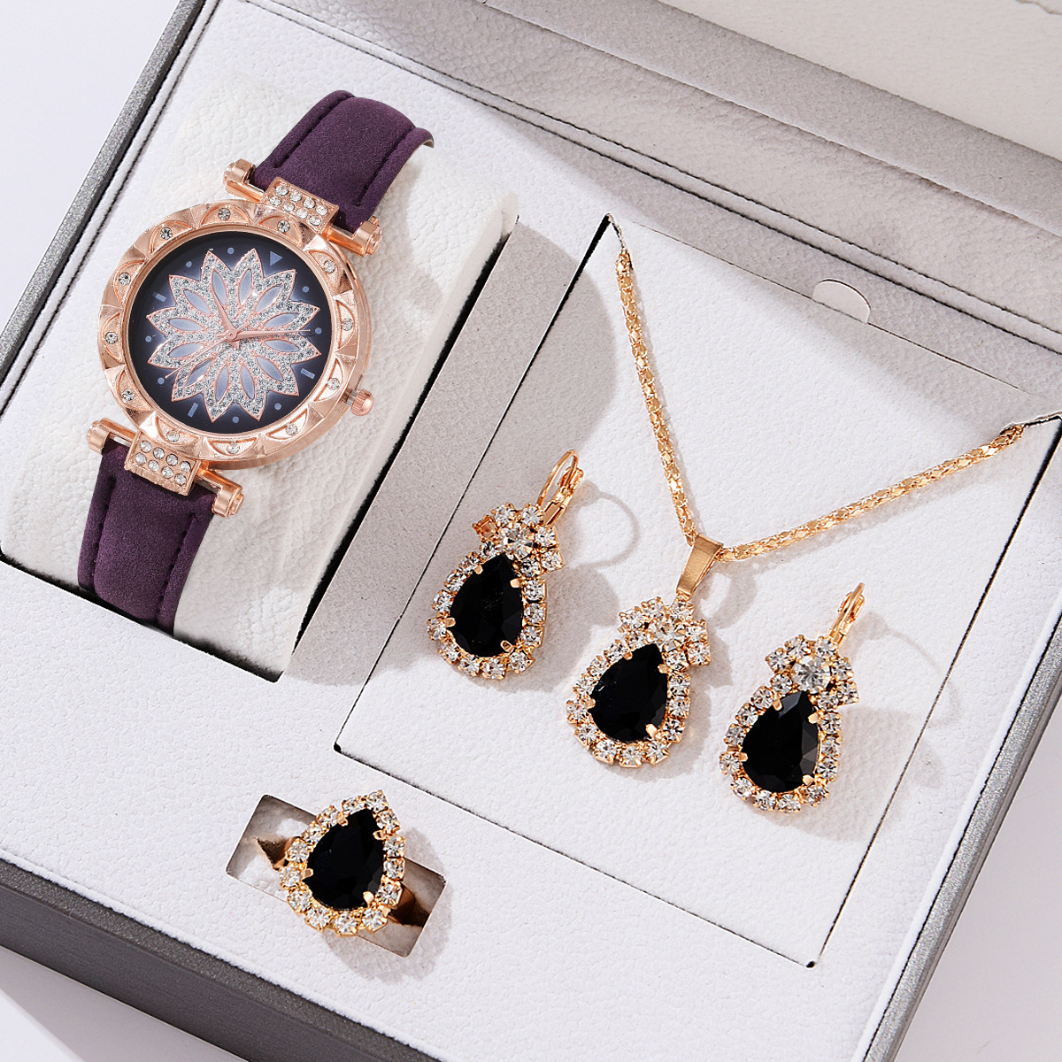 Watch necklace and earring set discount