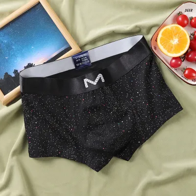 Men Casual Simple Multicolor Polka Dot Cotton Mid Waist Boxer Pants