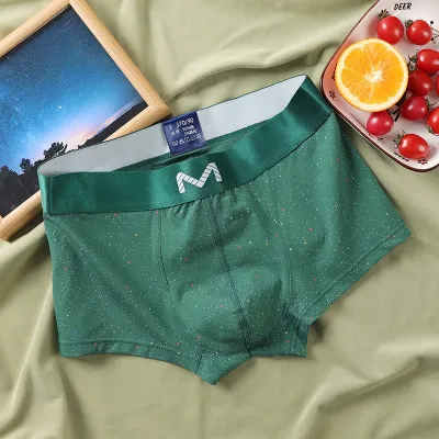 Men Casual Simple Multicolor Polka Dot Cotton Mid Waist Boxer Pants