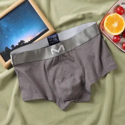 Men Casual Simple Multicolor Polka Dot Cotton Mid Waist Boxer Pants