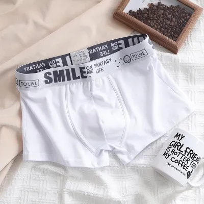 Men Fashion Casual Letter Cotton Mid Waist Boxer Pants