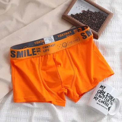Men Fashion Casual Letter Cotton Mid Waist Boxer Pants