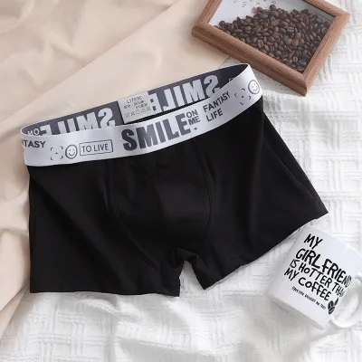 Men Fashion Casual Letter Cotton Mid Waist Boxer Pants