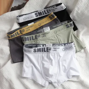 Men Fashion Casual Letter Cotton Mid Waist Boxer Pants