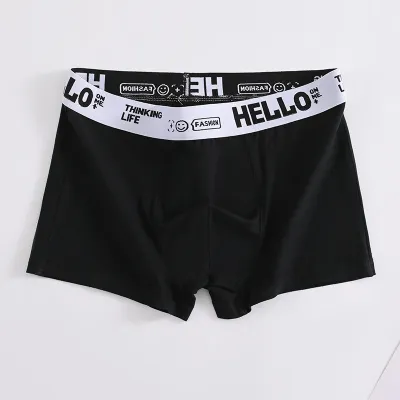 Men Fashion Casual Simple Letter Print Cotton Mid Waist Boxer Underwear