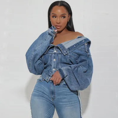 Women Fashion Irregular Wear Denim Coat