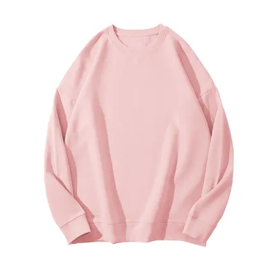 Winter Women Fleece-Lined Thickened Pullover Sweatshirt Solid Color Round Neck