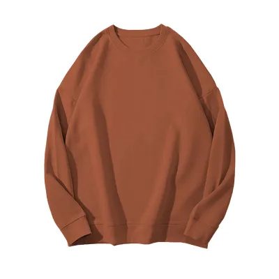 Winter Women Fleece-Lined Thickened Pullover Sweatshirt Solid Color Round Neck