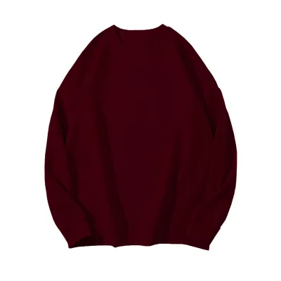 Winter Women Fleece-Lined Thickened Pullover Sweatshirt Solid Color Round Neck