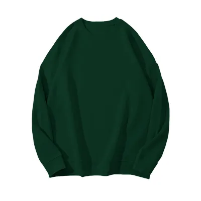 Winter Women Fleece-Lined Thickened Pullover Sweatshirt Solid Color Round Neck