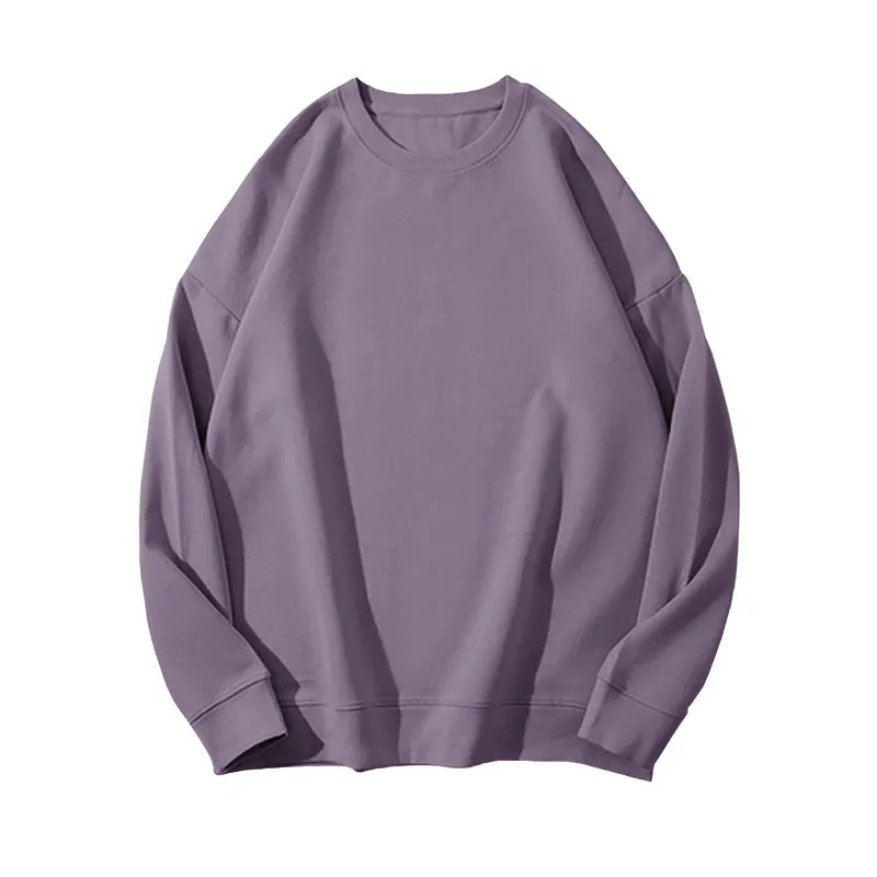 Winter Women Fleece-Lined Thickened Pullover Sweatshirt Solid Color Round Neck