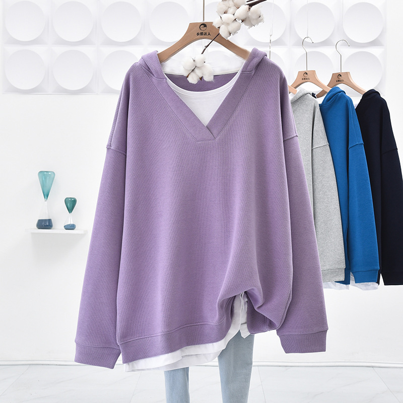 【KIXI】★(UNISEX) Sporty String V-neck Nylon Sweatshirt Whitesville Plain Sweatshirt Men's Loop-wheeled V-Insert