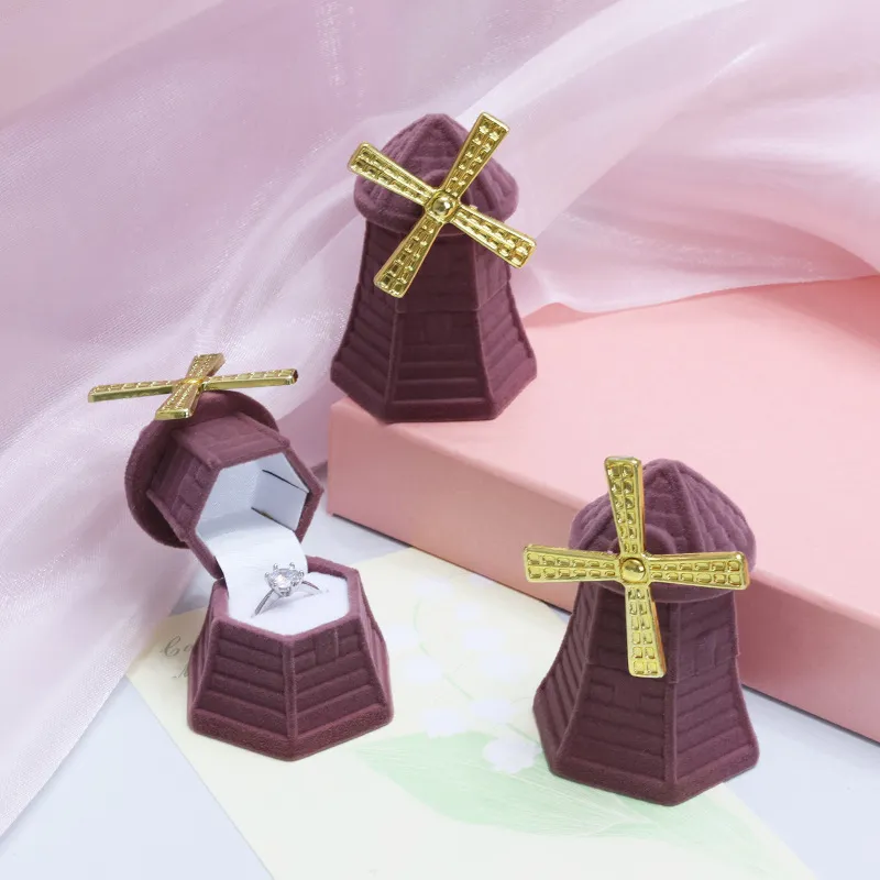 Creative Windmill Shape Cartoon Cute Solid Color Hard Jewelry Jewelry Boxes