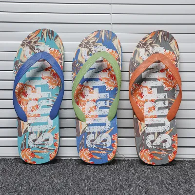 Men Fashion Holiday Letter Floral Beach Flip-Flops Slippers