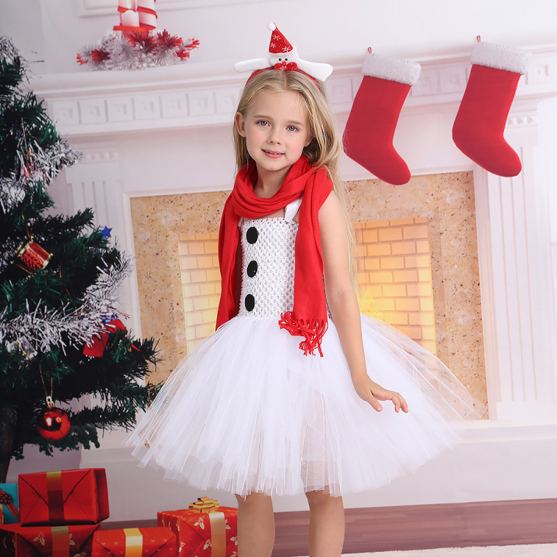 Wholesale Kids Toddler Girls Cute Christmas Solid Color Cami Tube Party Tutu Dress