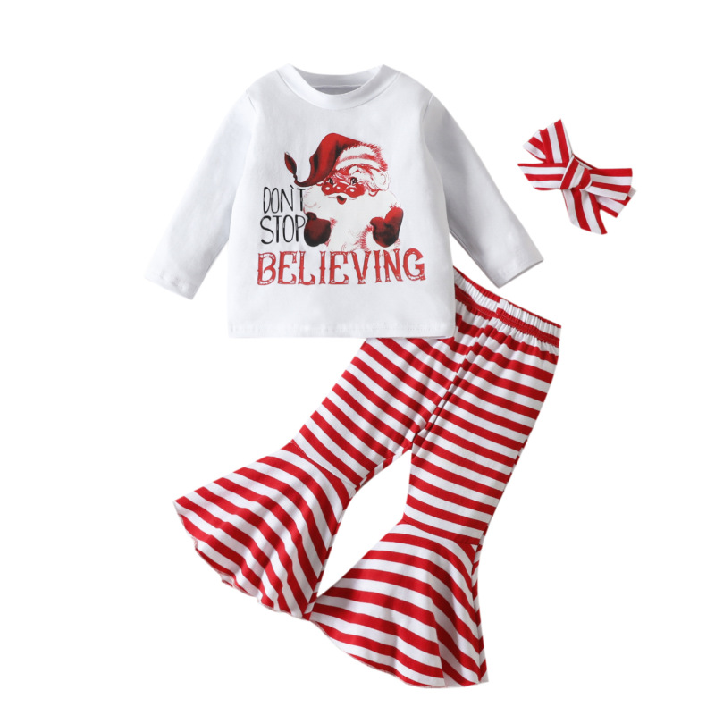 Wholesale Kids Toddler Girls Casual Cute Party Santa Letters Round