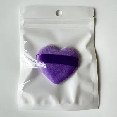 Fashion Women Simple Portable Heart-Shaped Makeup Puff Set Black Crystal Velvet