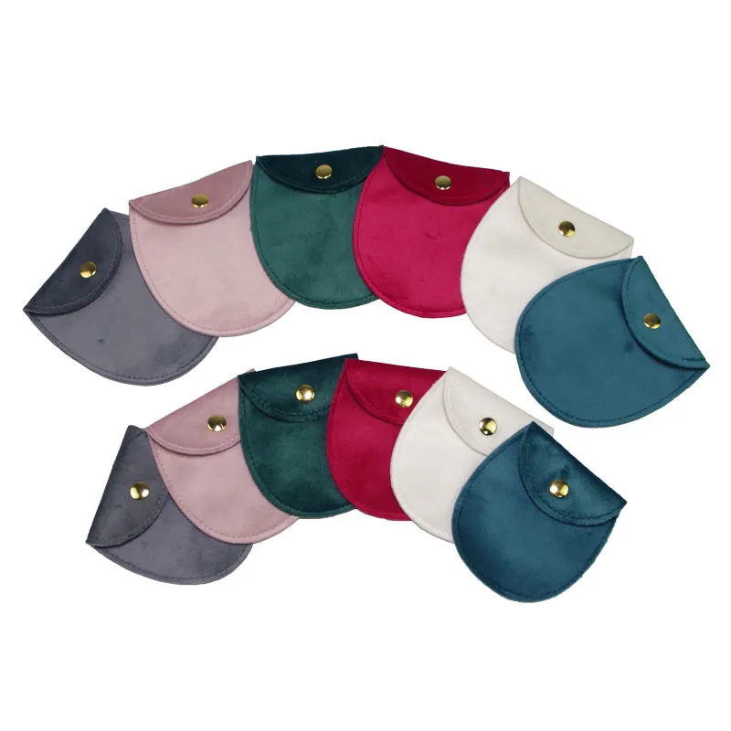 Women Simple Velvet Cloth Bag With Snap Button Jewelry Storage Bag