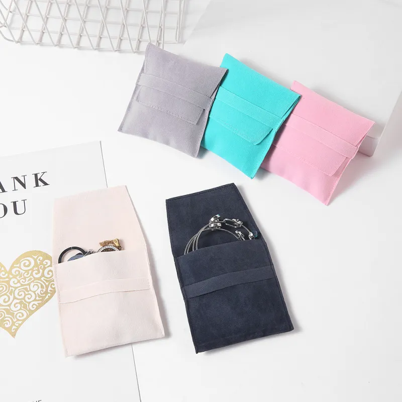 Women Simple Solid Color Flap Square Jewelry Packaging Bag