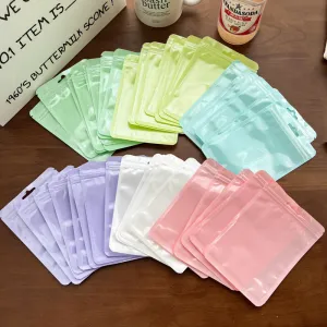 Fashion Women Simple Macaron Color Thickened Transparent Jewelry Self-Sealing Packaging Bag