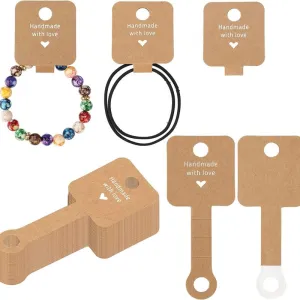 Women Simple Hair Ring Bracelet Jewelry Packaging Folding Card Kraft Paper 10x4cm