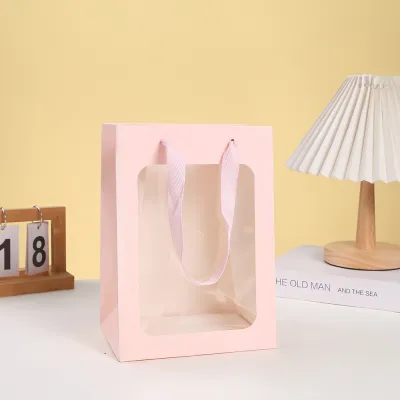Marble Transparent Window Opening Gift Packaging Shopping Bag
