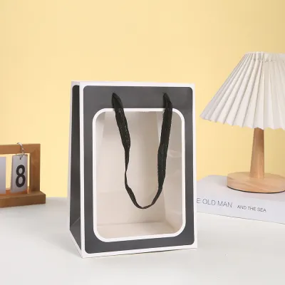 Marble Transparent Window Opening Gift Packaging Shopping Bag