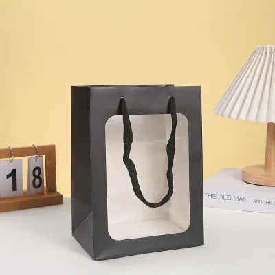 Marble Transparent Window Opening Gift Packaging Shopping Bag