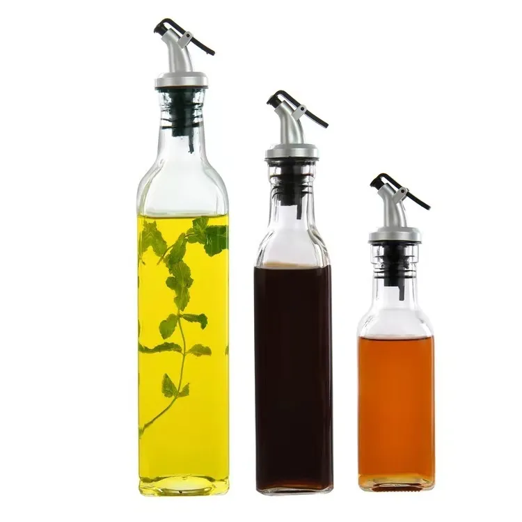 Modern Simplicity Square Glass Seasoning Oil Bottle for Home Kitchen