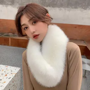 Autumn Winter Women Fashion Solid Color Warm Faux Fur Scarf