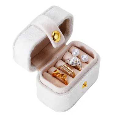 Women Minimalist Fleece Mini Ring Earring Jewelry Storage Box