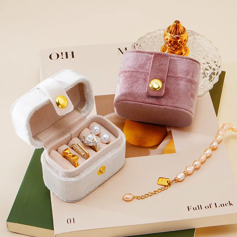Women Minimalist Fleece Mini Ring Earring Jewelry Storage Box