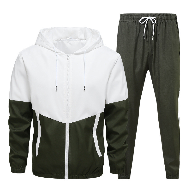 Wholesale Men Spring Autumn Casual Sports Colorblock Hooded