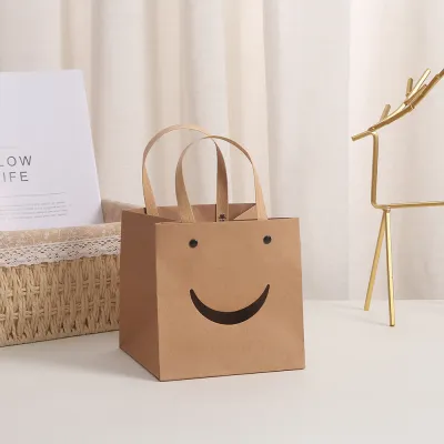 Fashion Simple Transparent Window Square Kraft Paper Gift Packaging Shopping Bag