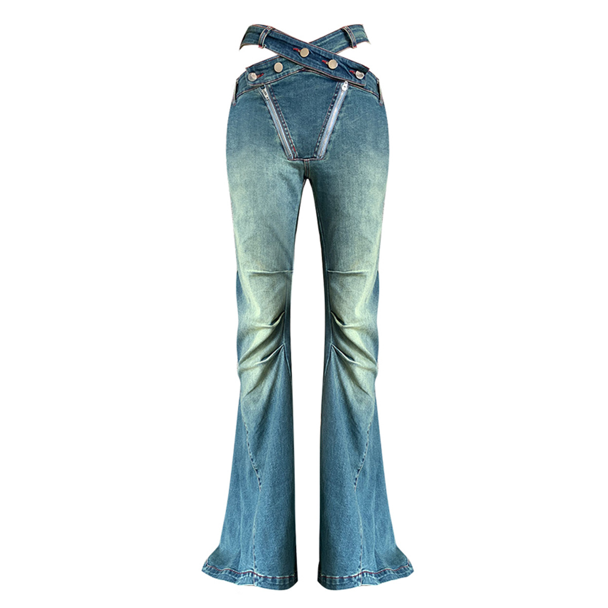 Wholesale Women Fashion Hollow Out Flared Jeans
