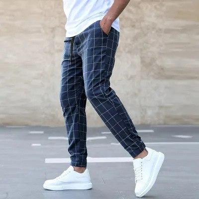 Casual Street Style Plaid Casual Men Pants
