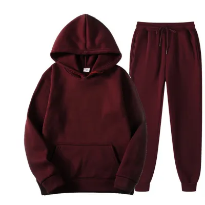 Men Spring Autumn Sports Leisure Solid Color Long Sleeve Hoodies Pants Sets