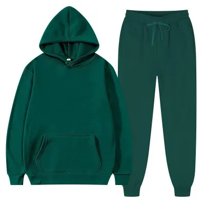Men Spring Autumn Leisure Sports Solid Color Long Sleeve Hoodies Pants Sets