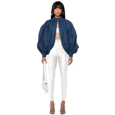 Women Fashion Sexy Hollow Bat Sleeve Denim Top