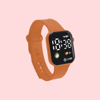 Simple Square LED Digital Sports Button Couple Watch Plastic Strap