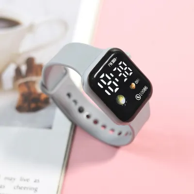 Simple Square LED Digital Sports Button Couple Watch Plastic Strap