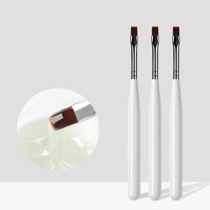 Women Small Round Head White Rod Extension Nail Glue Pen Plastic Short Rod Nail Art Tools 1 Piece