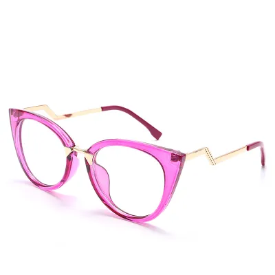 Women Fashion Cat Eye Anti-Blue Light Glasses Frame Metal