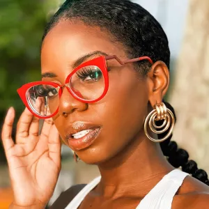 Women Fashion Cat Eye Anti-Blue Light Glasses Frame Metal