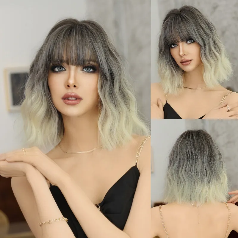 Women Fashion Gradient Curly Short Hair Wig