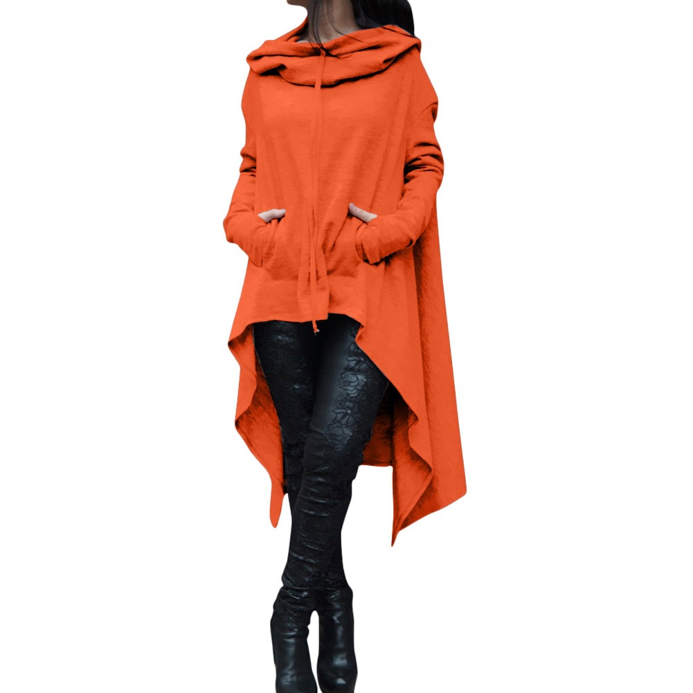 Tシャツ・カットソー ^LEATHERY^ Finger hole slim fit hoodie KHAKI BROWN LRTS4351K Wholesale Women Casual Solid Color Loose Hoodie