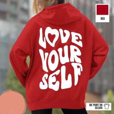 Women Loose Casual Back Letter Print Long Sleeve Hoodie