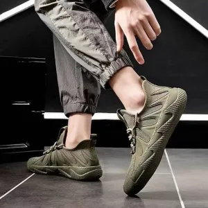 Men Casual Solid Color Versatile Ventilated Mesh Lace-Up Flat Sports Shoes