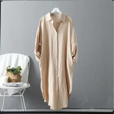 Women Solid Plus Size Long Cardigan Shirt